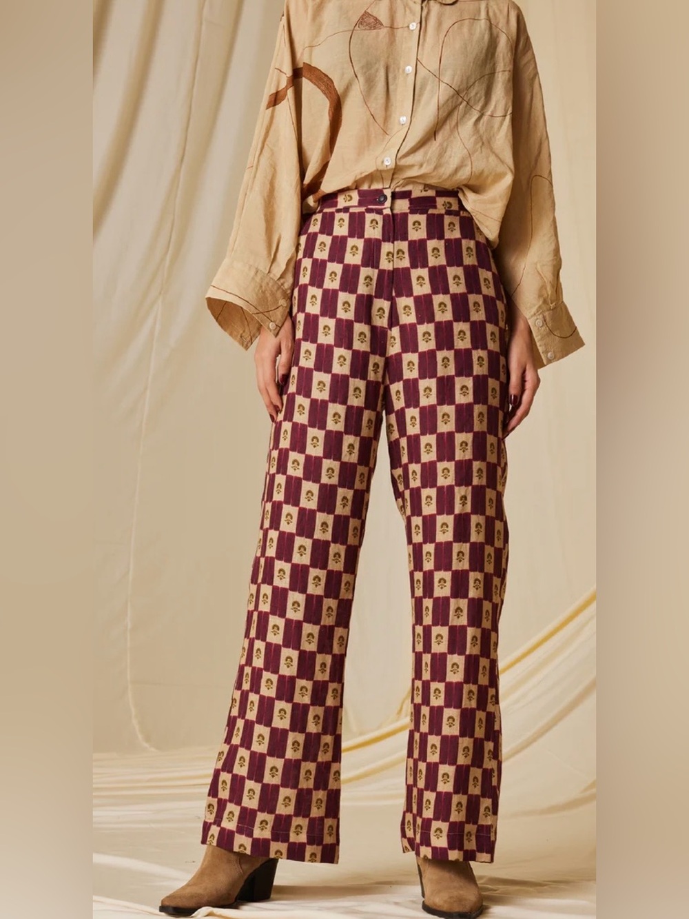 New Cord Studio stamp checks 60s pants